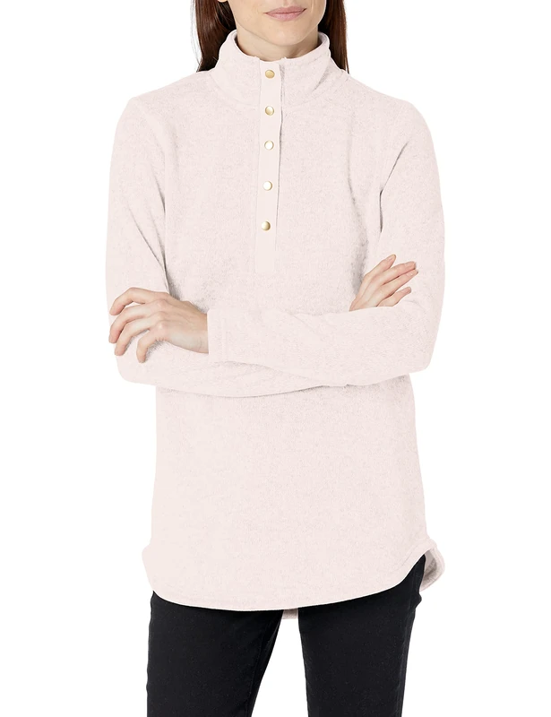 Charles River Apparel Women's Hingham Tunic Pullover Sweater, Pink Pale Heather, Small - Image 1