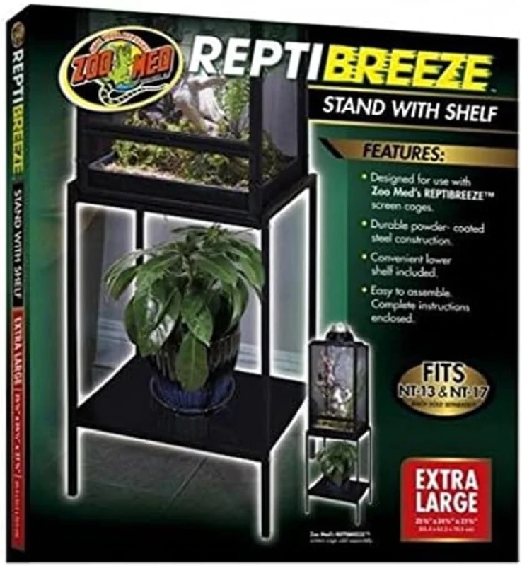 Zoo Med Reptibreeze Stand XL Reptibreeze Reptibreeze Reptile & Swamp Table - Durable Metal with Shelf, 65 x 62 x 71 cm