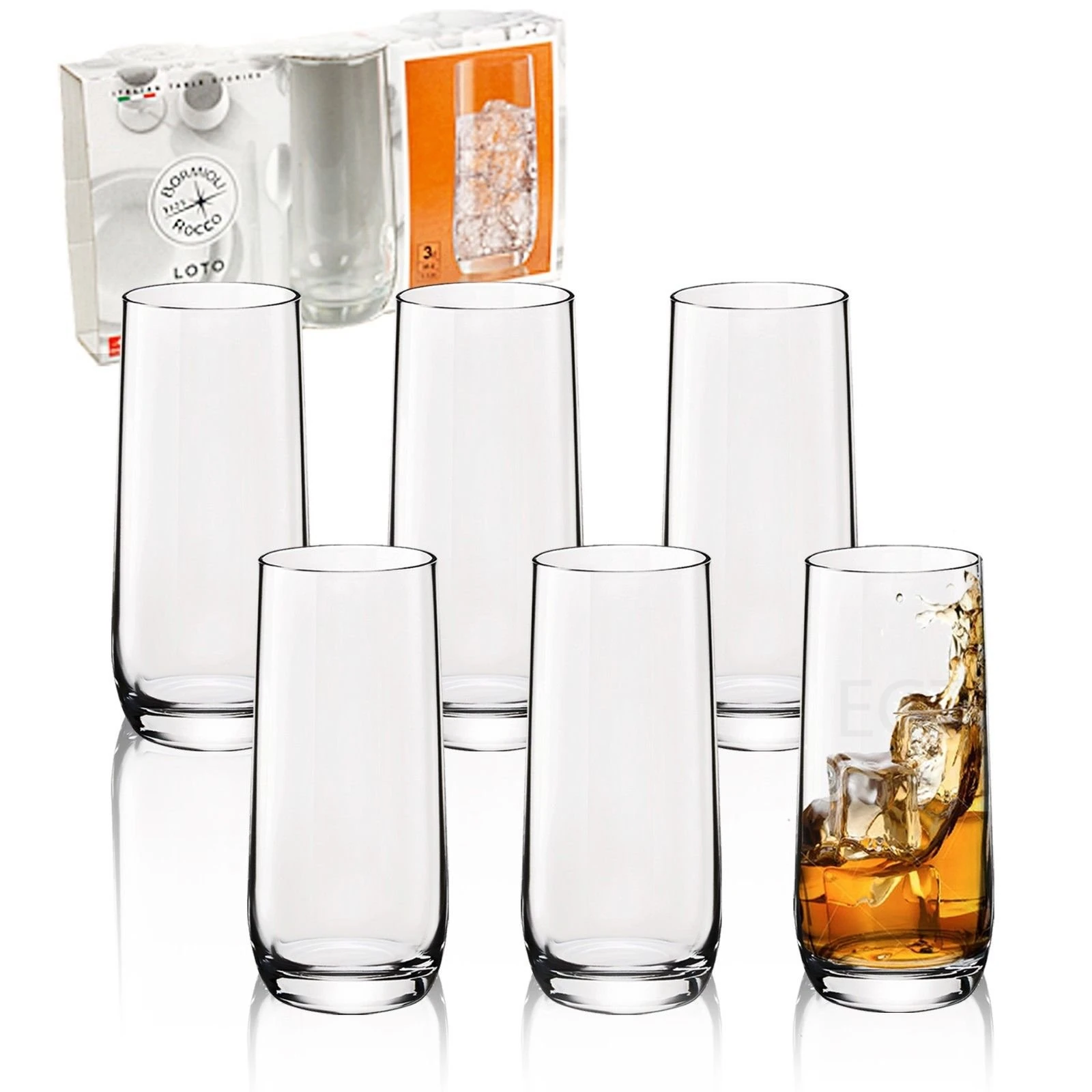 6 x Tall Tumblers 320ml URBN_CHEF Loto Tumbler Glasses