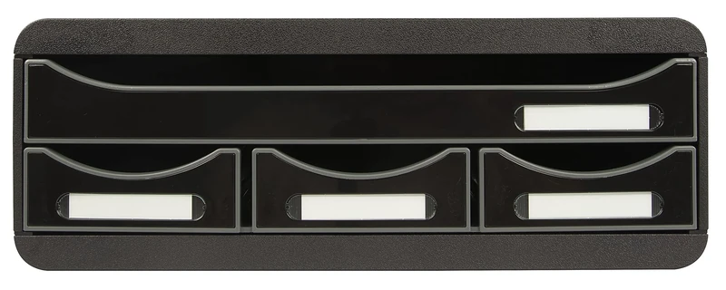 Exacompta - Ref 319714D - Toolbox 4 Drawers Set - 270 x 355 x 135mm in Size, Suitable for A4+ Docments, Useful as Computer Riser, Small Accessory Drawers - Black