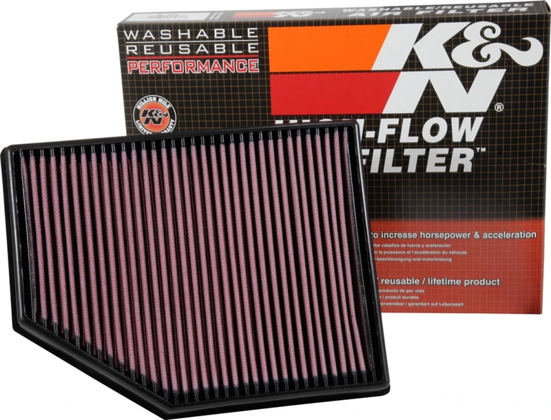 K&N Engine Air Filter: High Performance, Premium, Washable, Panel Filter: 2015-2019 (V40 Cross Country, V40), 33-3055, Red