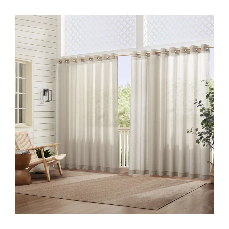 Elrene Carmen Sheer Extra-Wide Outdoor Curtain - 114x95 Natural