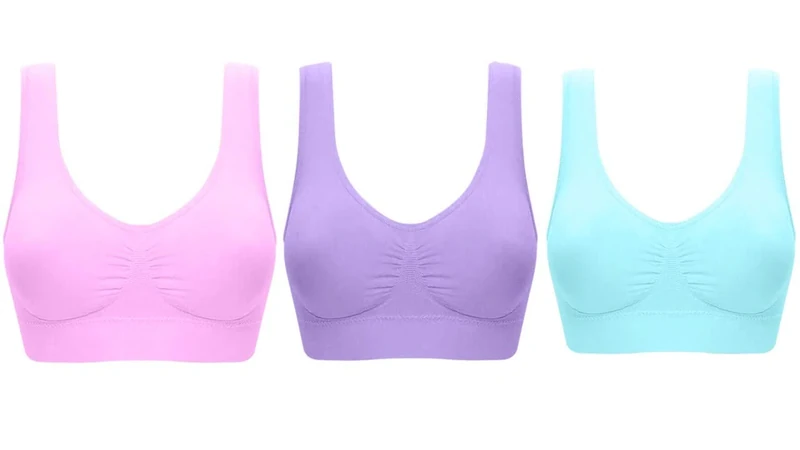 UtopyaUK 3-Pack Comfort Bra - Seamless Padded Crop Top, XX-Large