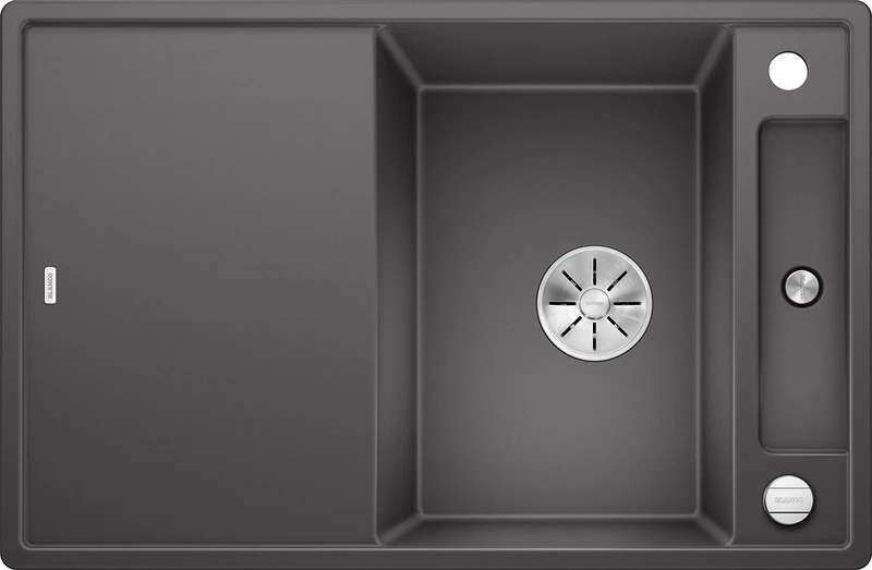 BLANCO Axia III 45 S Silgranit Rock Grey Installation Type: Installation from Top Reversible with Wooden Chopping Board 45 cm Base Cabinet Sliding Chopping Board Hanging Multifunctional Bowl