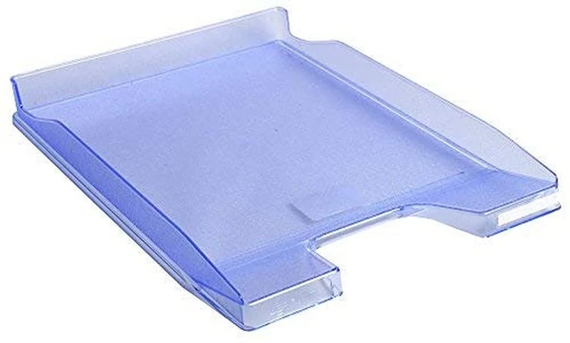 Exacompta - Ref 11410D - Office Letter Tray Combo Mini - 347 x 255 x 38mm in Size, Suitable for A4 Documents, Stackable with Others, Holds Approx. 250 Sheets - Ice Blue Translucent (Pack of 10)