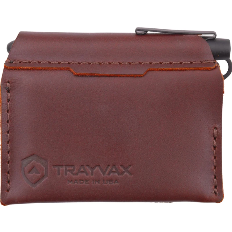 Trayvax Summit Notebook Bundle - Includes Summit Wallet in OD Green, Leather Cover, All Weather Notebook, and Fisher Bullet Space Pen Minimalist Top Grain Leather RFID Resistance - Brown - One Size