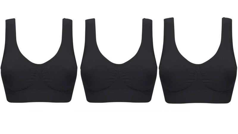 UtopyaUK 3 Pack Seamless Comfort Bralette for Women, Wireless Stretch Padded Bra for Everyday Wear, Sleep, Yoga & Leisure, Soft Wide Straps (XXL, 3 Black)