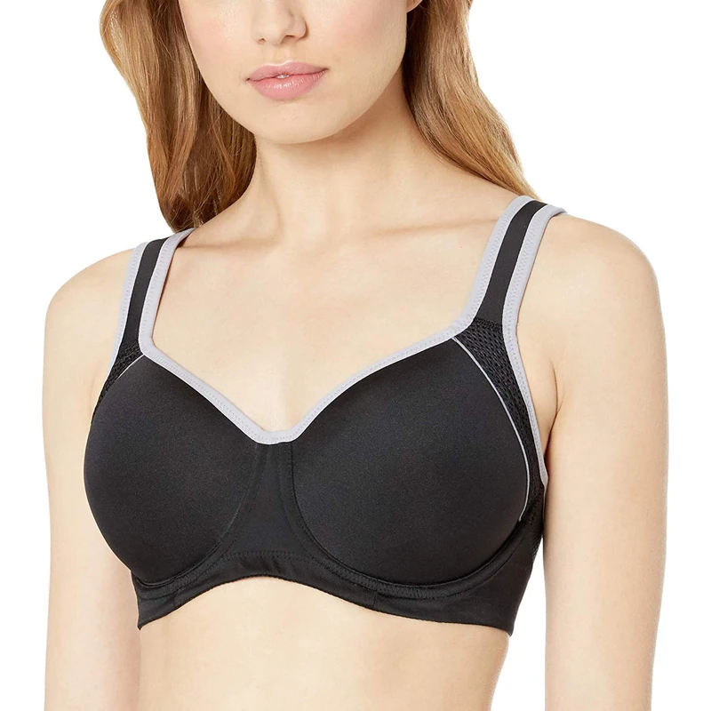 Wacoal Women's Lindsey Sport Contour Underwire Bra, 853302, Opaque, Black/Lilac Gray, 36F