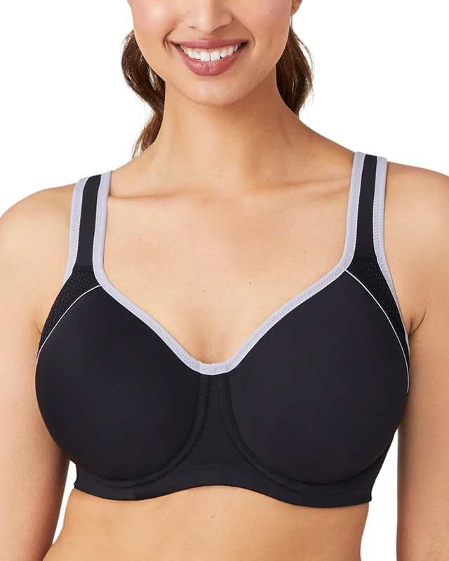 Wacoal Women's Sport Contour Convertible Underwire Bra, Opaque, Black/Lilac Gray, 34C - Image 1