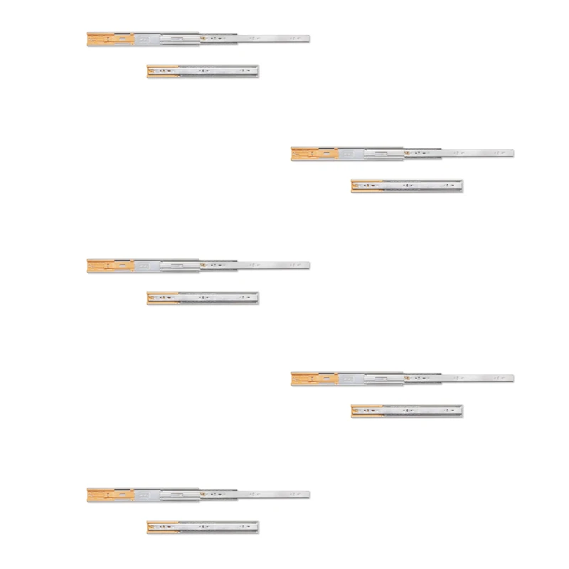 Emuca - Ball bearing drawer slides 45x350mm (1,77x,13,7 inch), Set of 5 pairs of full extension drawer runners with soft closing