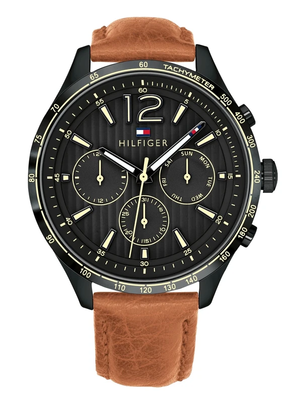 Tommy Hilfiger Analogue Multifunction Quartz Watch for men with Brown Leather strap - 1791470