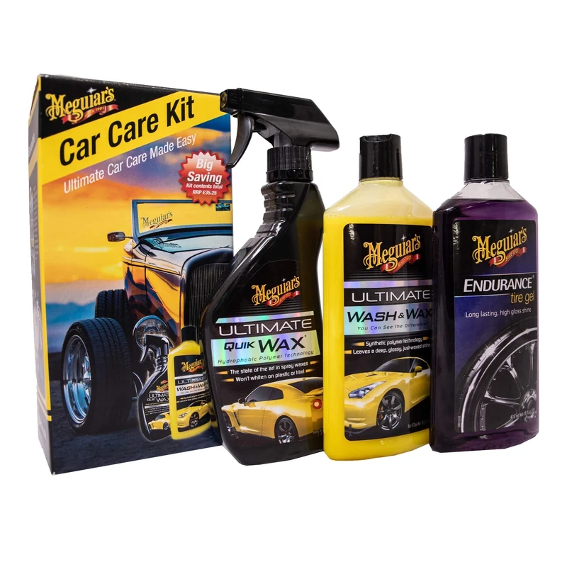 Meguiar's Car Care Starter Kit - Ultimate Car Care Made Easy - Includes Ultimate Wash and Wax, Quik Wax and Endurance Tire Gel
