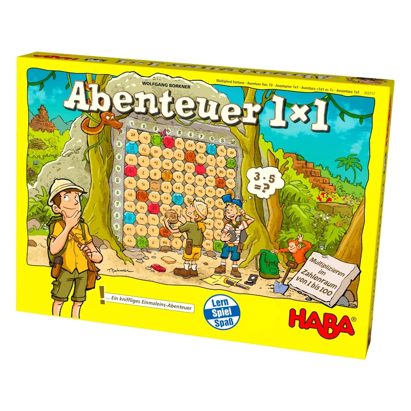 HABA 303717 – 1x1 Abenteuer | Und Lernspiel zum Spielerischen Trainer des Einmaleins | Multiplizieren im Zahlenraum 1-100 Cleveres Spielprinzip Mit Selbstkontrolle | Spiel AB 7 Jahren - Image 1