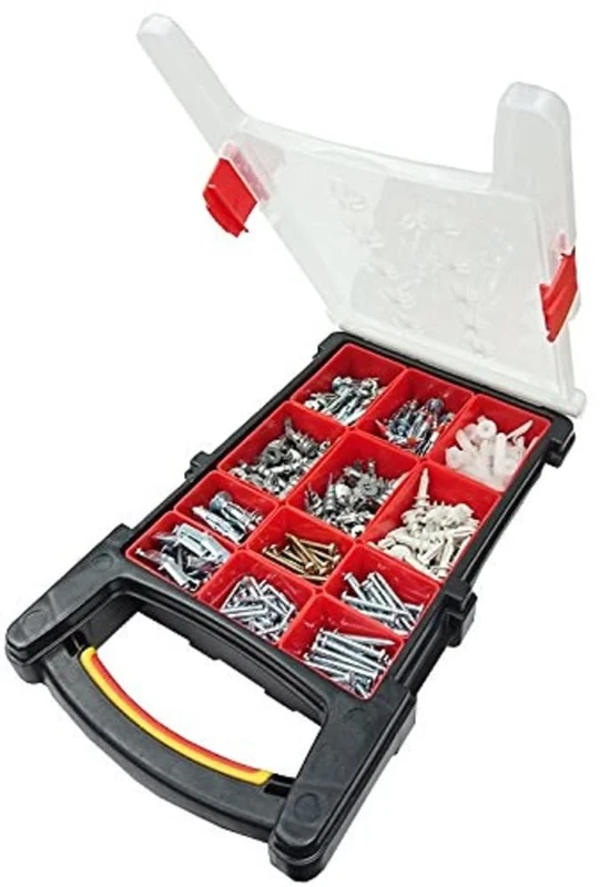 Merriway BH06618 (430 Pcs) Assortment of Redi-Driva Cavity Fixings, Hollow Wall Anchors & Screws in a 12 Compartment Carry Case - Pack of 430 Pieces
