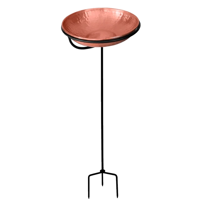 Monarch Pure Copper Bird Bath/Feeder with 34 inch Iron Stand