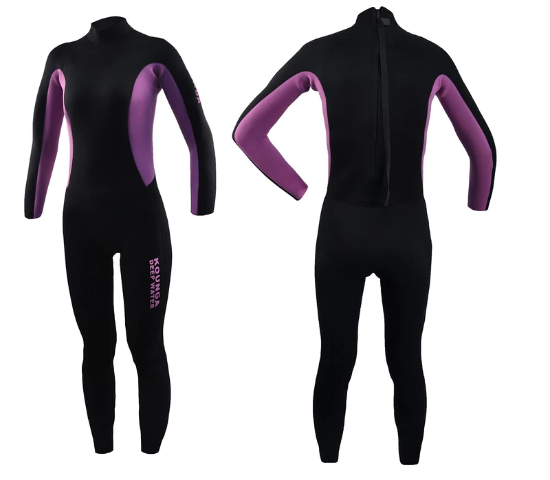 Kounga Children's DW 3.2 Neoprene Full 3/2 Wetsuit, Black/Purple, Small