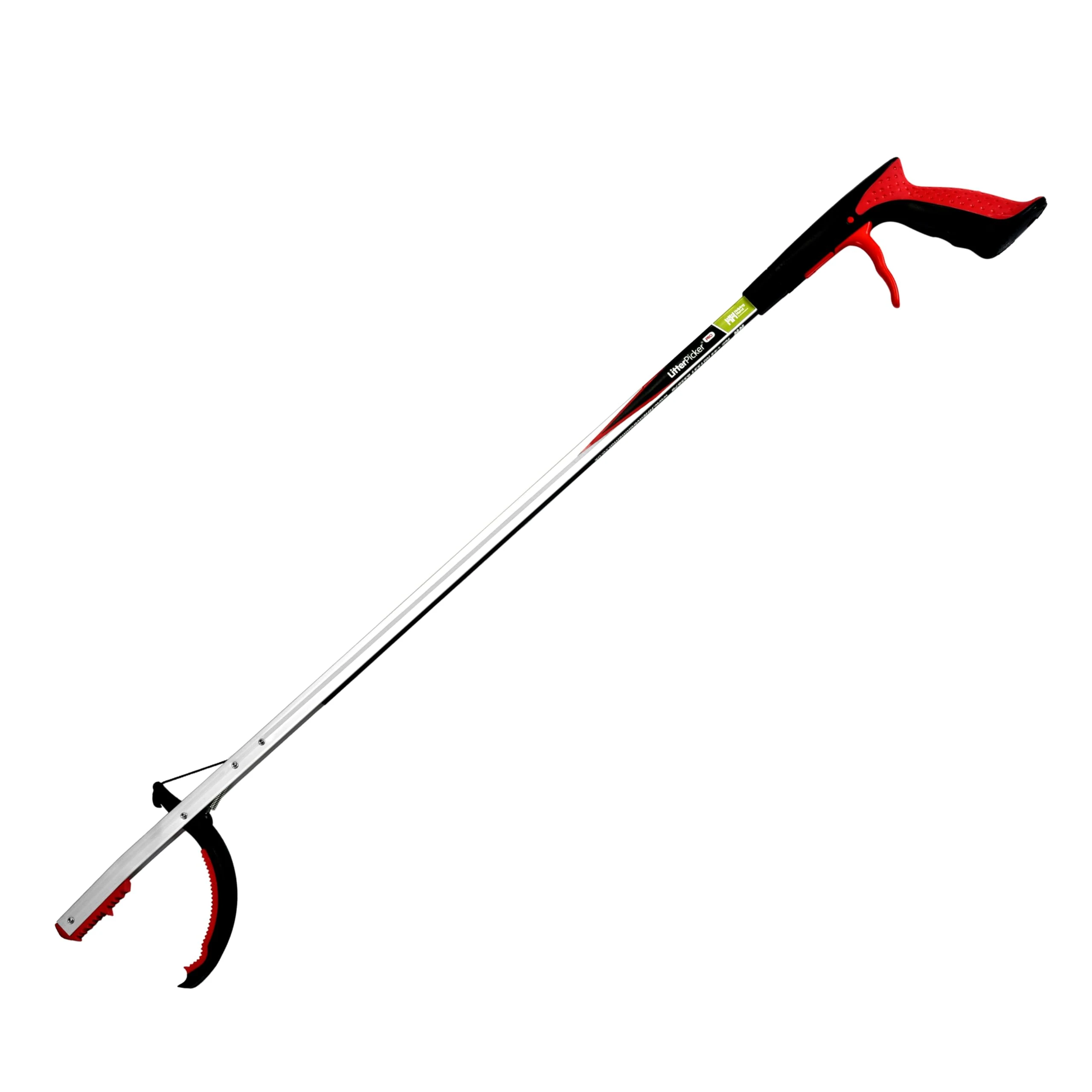 The Helping Hand Company Litter Grabber PRO 33”/85cm, Heavy Duty Litter Picker with Secure Comfortable Grip, Rubbish & Leaf Picker, Red/Silver