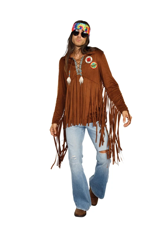 Dreamgirl Men's 1960's Rock Star Hippie Dude Costume Adult Sized, Brown, Large (Pack of 4)