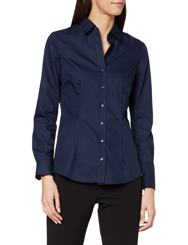 Seidensticker Women's Blouse - Shirt Blouse - Slim fit - Long Sleeve - Plain - 100% Cotton