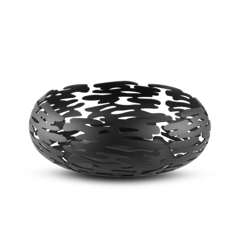 Alessi BM02 B Barknest, Round basket in steel coloured with epoxy resin, black.