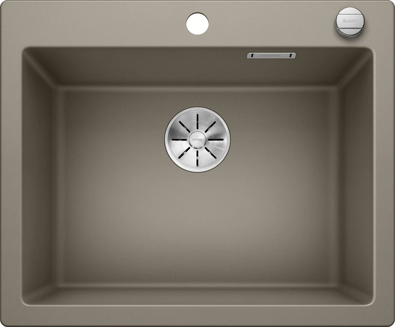 BLANCO PLEON 6 | SILGRANIT Sink in Tartufo | Installation Type: Inset Installation from Above | for 60 cm Wide Base cabinets | Maximum Volume Thanks to The Extra-deep Bowl | [61.5x51x23.2 cm]