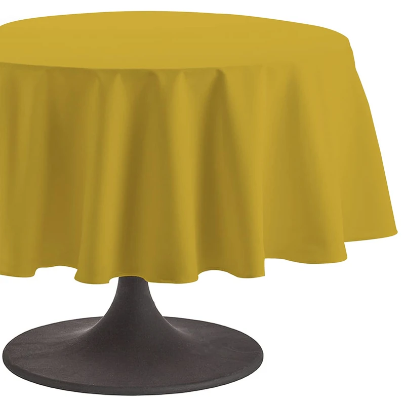 Coucke Round Plain Cotton Tablecloth, Cotton, Curry, 235 x 235 cm