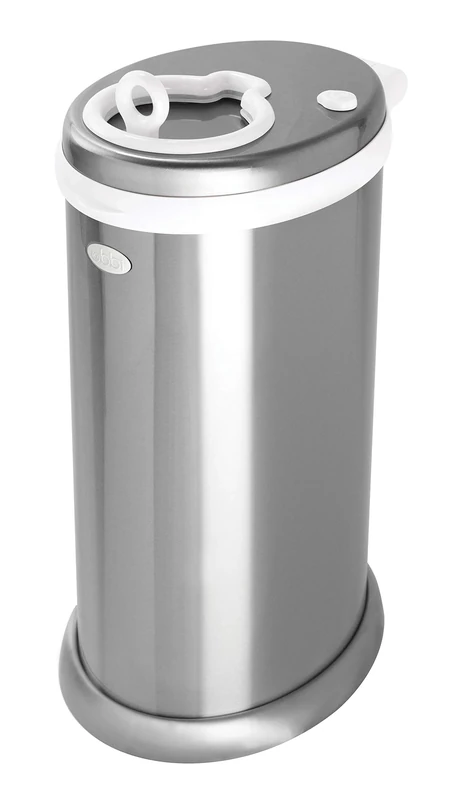 Ubbi Stainless Steel Nappy Bin, Odour Locking, No Special Bag Required, Award-Winning Diaper Pail, Cassette Free Disposal System, Chrome