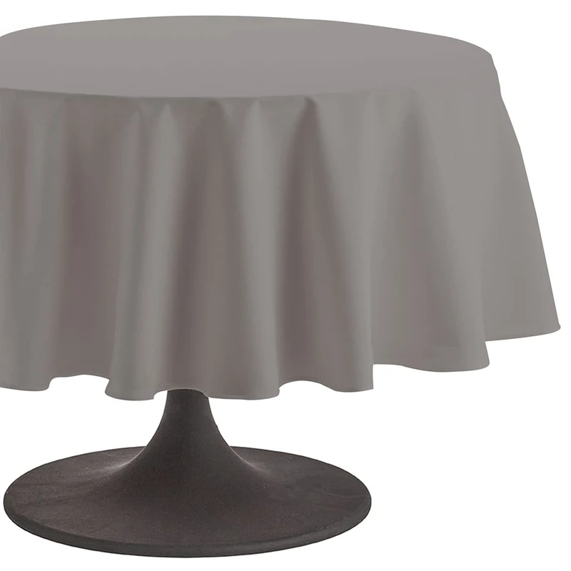 Coucke Round Plain Cotton Tablecloth, Cotton, Pebble, 235 x 235 cm