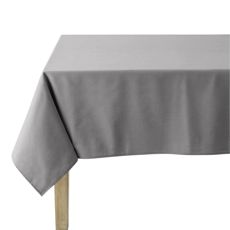 Coucke Rectangular Tablecloth Plain Cotton, Cotton, Pebble, 300 x 180 cm