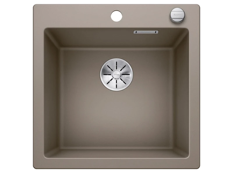 BLANCO PLEON 5 | SILGRANIT Sink in Tartufo | Installation Type: Inset Installation from Above | for 50 cm Wide Base cabinets | Maximum Volume Thanks to The Extra-deep Bowl | [51.5x51x23.2 cm]