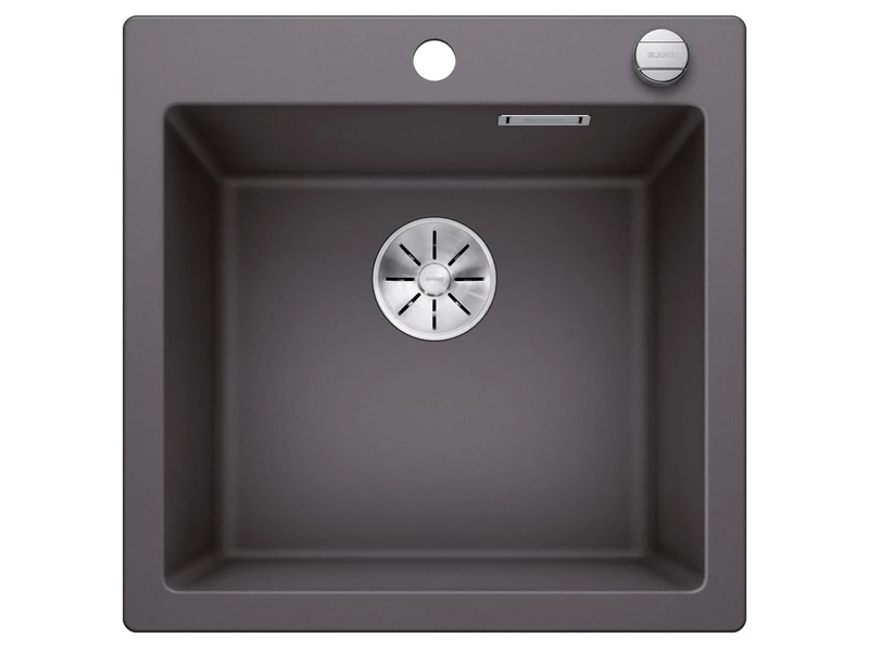 BLANCO PLEON 5 | SILGRANIT Sink in Rock Grey | Installation Type: Inset Installation from Above | for 50 cm Wide Base cabinets | Maximum Volume Thanks to The Extra-deep Bowl | [51.5x51x23.2 cm]