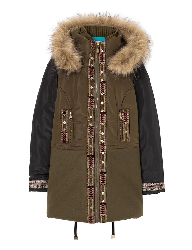 Desigual Girl's Chaq_zenon Coat, Green (Kaki 4092), 104 (Manufacturer size: 3/4)