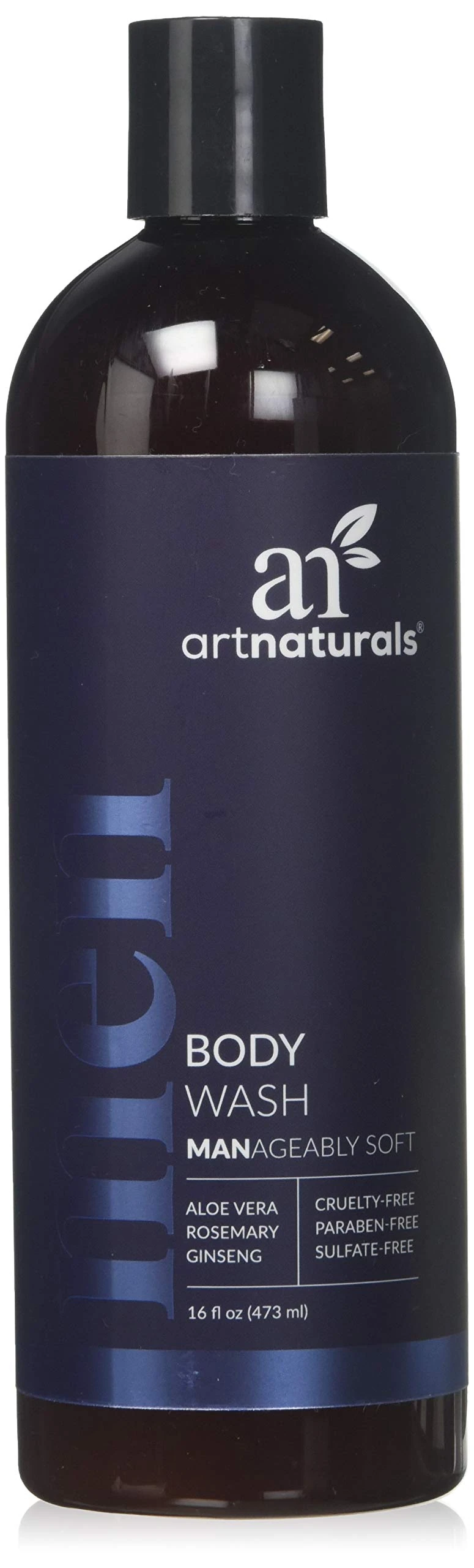 Art Aturals Men Natural Body Wash (16 fl oz/473 ml, Shower Gel, Cleans, Refreshes and Deodorises – with Aloe Vera, Shea Butter, Essential Oils