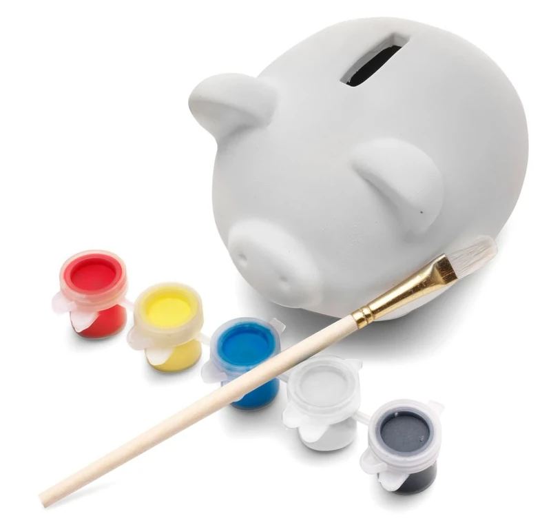 eBuyGB Paint Your Own Pottery Piggy Bank/Money Box, Ceramic, White (Pack of 10)