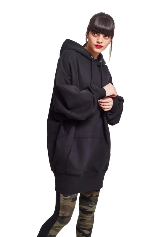 Urban Classics Women's Ladies Long Oversize Hoodie Hooded Sweatshirt, Black, M