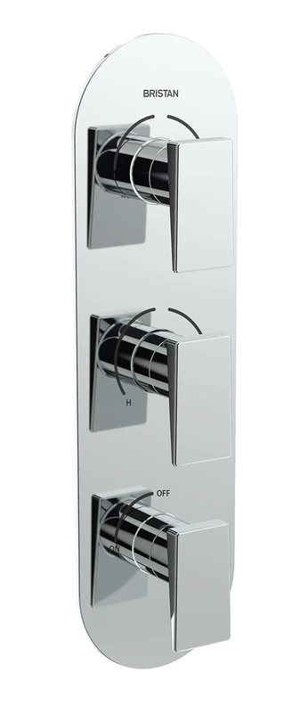 Bristan SAI SHC3DIV C Sail Recessed Dual Control Shower Valve with Two Diverter and Stopcock, Chrome, Three Outlet, One On