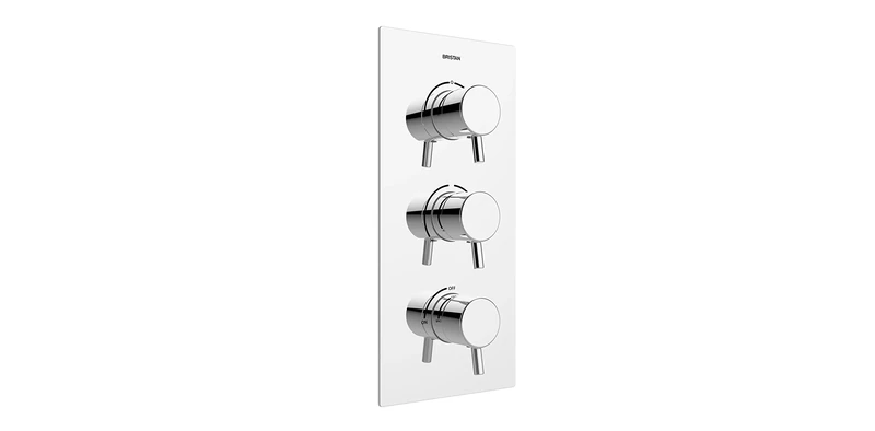 Bristan PM2 SHC3DIV C Prism Recessed Thermostatic Dual Control Shower Valve with Integral Two Outlet Diverter and Stopcock, Chrome