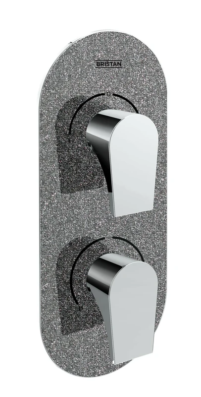Bristan MHOU SHCDIV GG Glisten Metallic Hourglass Concealed Dual Control Valve and Diverter, Chrome/Graphite