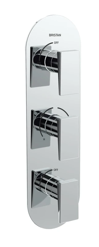Bristan SAI SHC3STP C Sail Recessed Dual Control Shower Valve with Twin Stopcocks, Chrome, Three Outlet, Two On