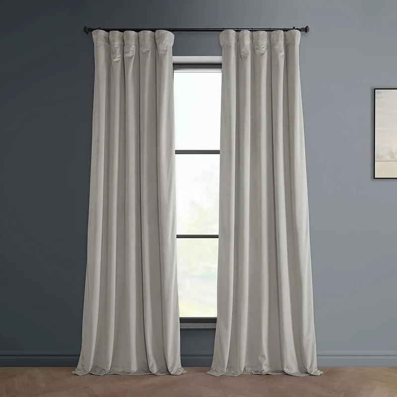 HPD Half Price Drapes Heritage Plush Velvet Curtains 108 Inches Long Room Darkening Curtains for Bedroom & Living Room 50W x 108L, (1 Panel), City Grey
