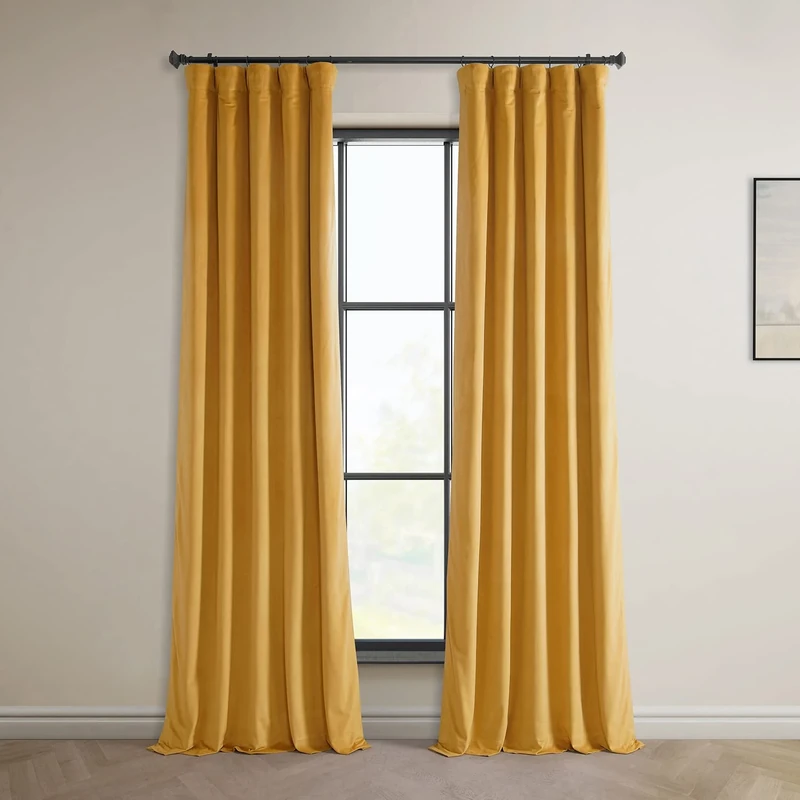 HPD Half Price Drapes Heritage Plush Velvet Curtains 108 Inches Long Room Darkening Curtains for Bedroom & Living Room 50W x 108L, (1 Panel), Aztec Gold