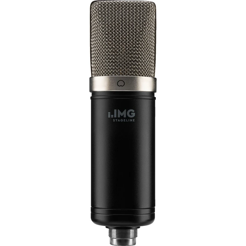 IMG Stageline ECMS-70 Large Diaphragm Condenser Microphone, Vocal and Instrument Microphone for Professional Studio Use Including Microphone Holder, Adapter Screw and Leather Case in Black/Silver