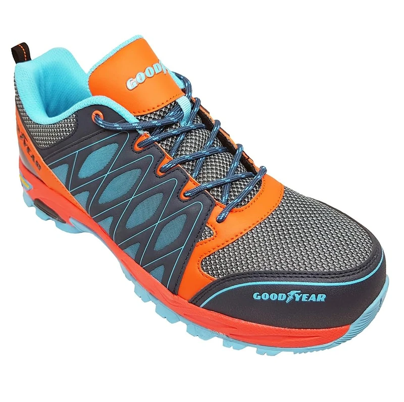 Goodyear S1P SRA HRO Men's Metal Free Work Safety Trainers, Orange/Blue, 11 UK