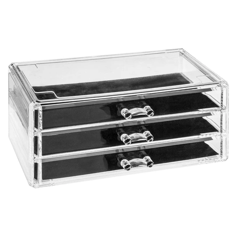 5 five simply smart Jewellery Box with 3 Drawers 24 x 15.2 x 11 cm Clear Polystyrene