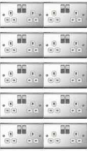 10 x Nexus Metal NPC22W - Polished Chrome Double Socket 2 Gang 13 Amp