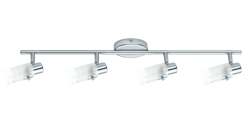 Eglo LED Spotlight bar Orvieto 2, 4 lamp Ceiling Light Fitting Made of Chrome-Coloured Metal and White satined Glass, Living Room Track Lighting, Spots with G9 Bulbs, Warm White