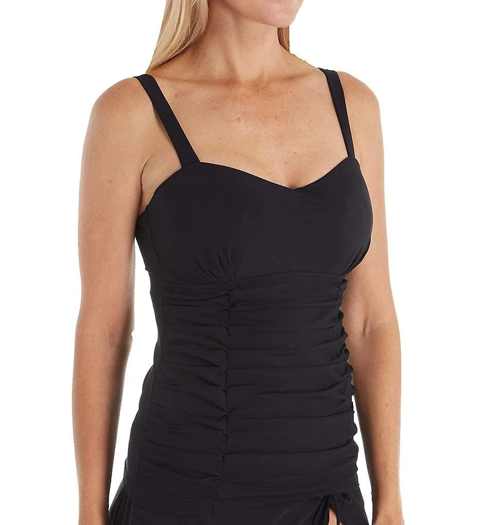 Profile by Gottex womensE947-1E18Sweetheart E-cup Tankini Top Swimsuit Tankini Top - black - 32DD