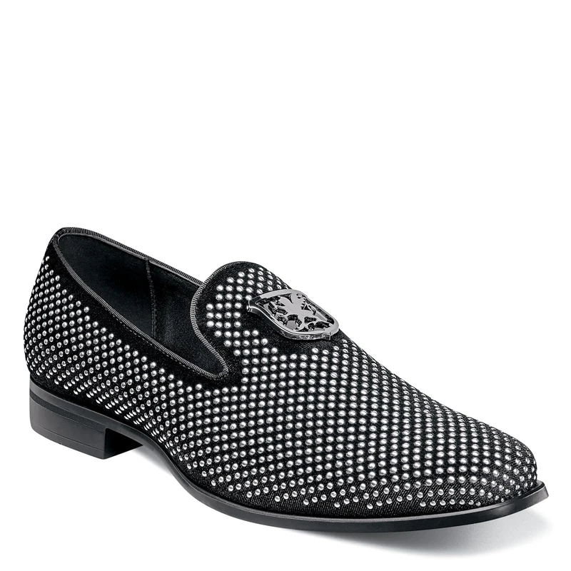Stacy Adams Men's Swagger Driving Style Loafer, Black and Silver, 9 UK