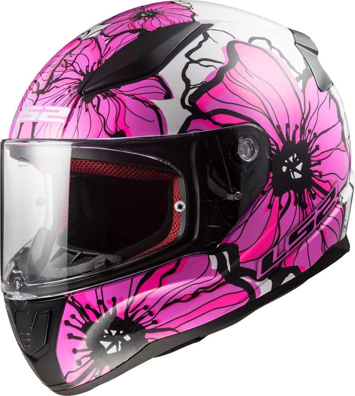 LS2 Rapid Poppies Motorcycle Helmet Pink