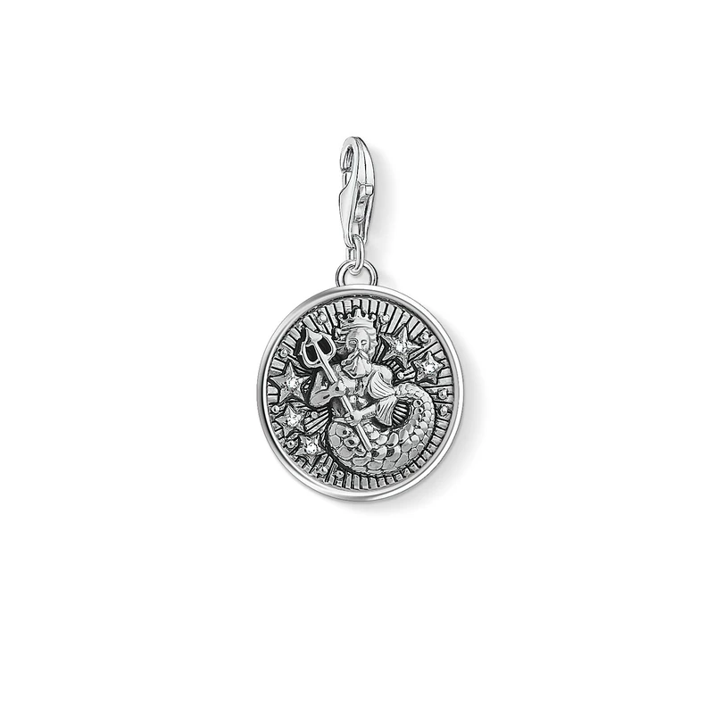 Thomas Sabo Women Charm Pendant Zodiac Sign Aquarius Charm Club 925 Sterling Silver 1638-643-21